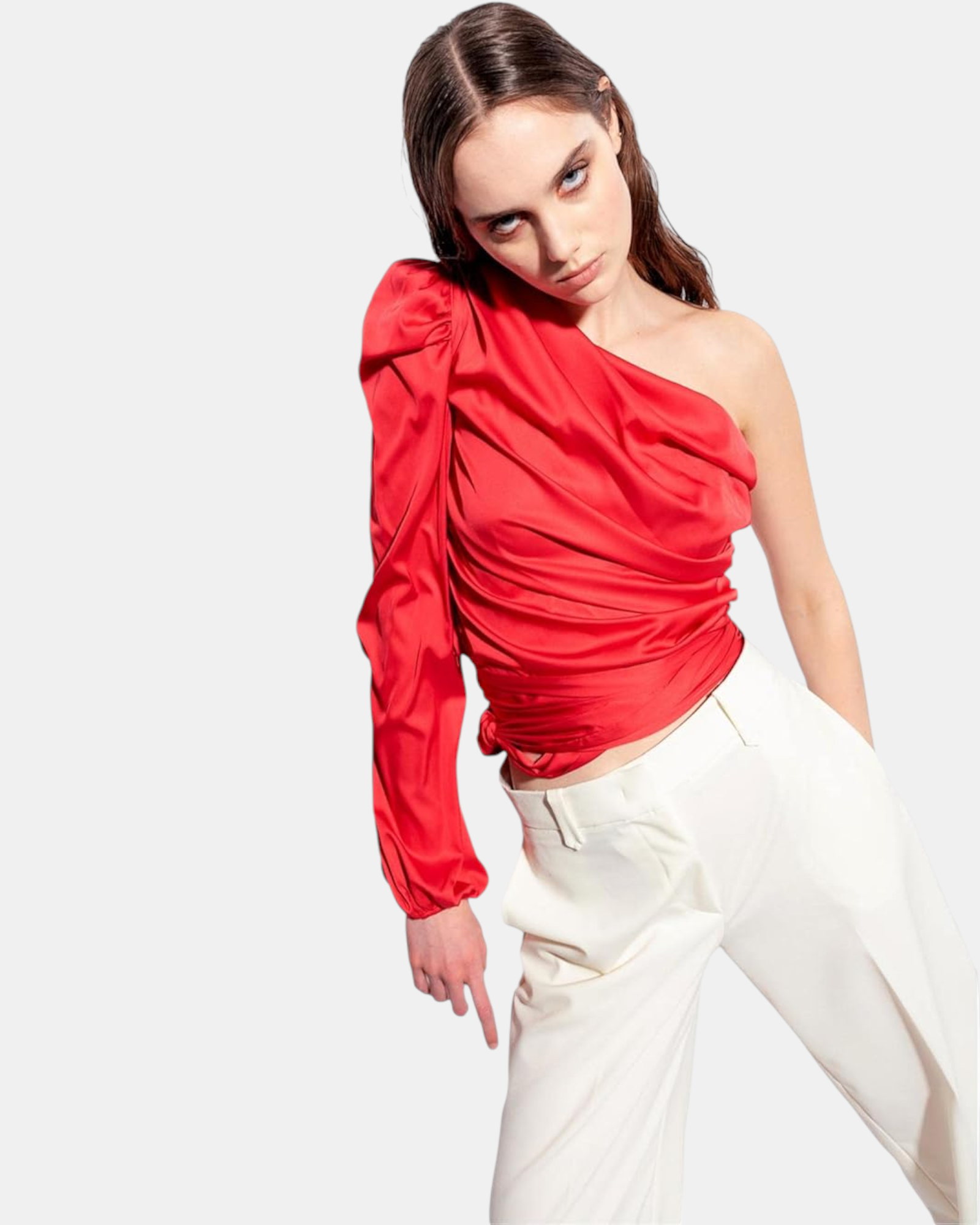 Pinko Blusa Monospalla satin strech art. Thira col. Rosso