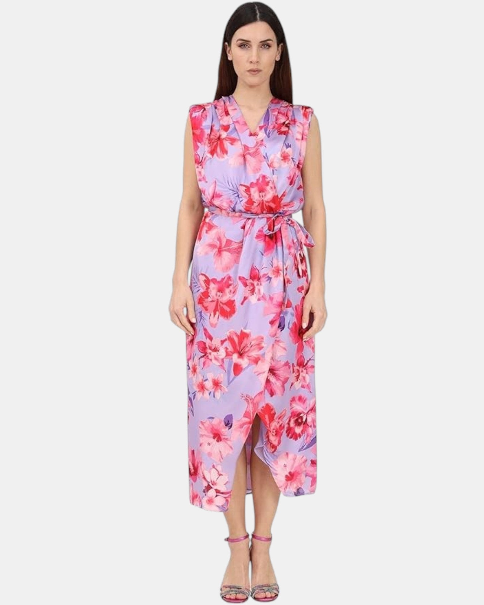Pinko abito donna mod. midi satin art. artificioso floreale tg.38