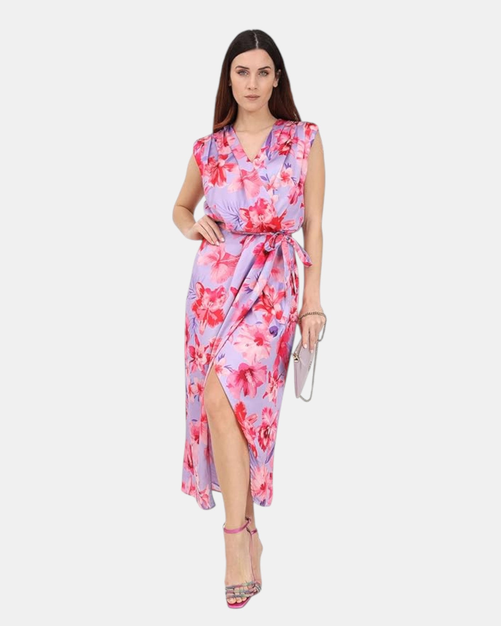 Pinko abito donna mod. midi satin art. artificioso floreale tg.38