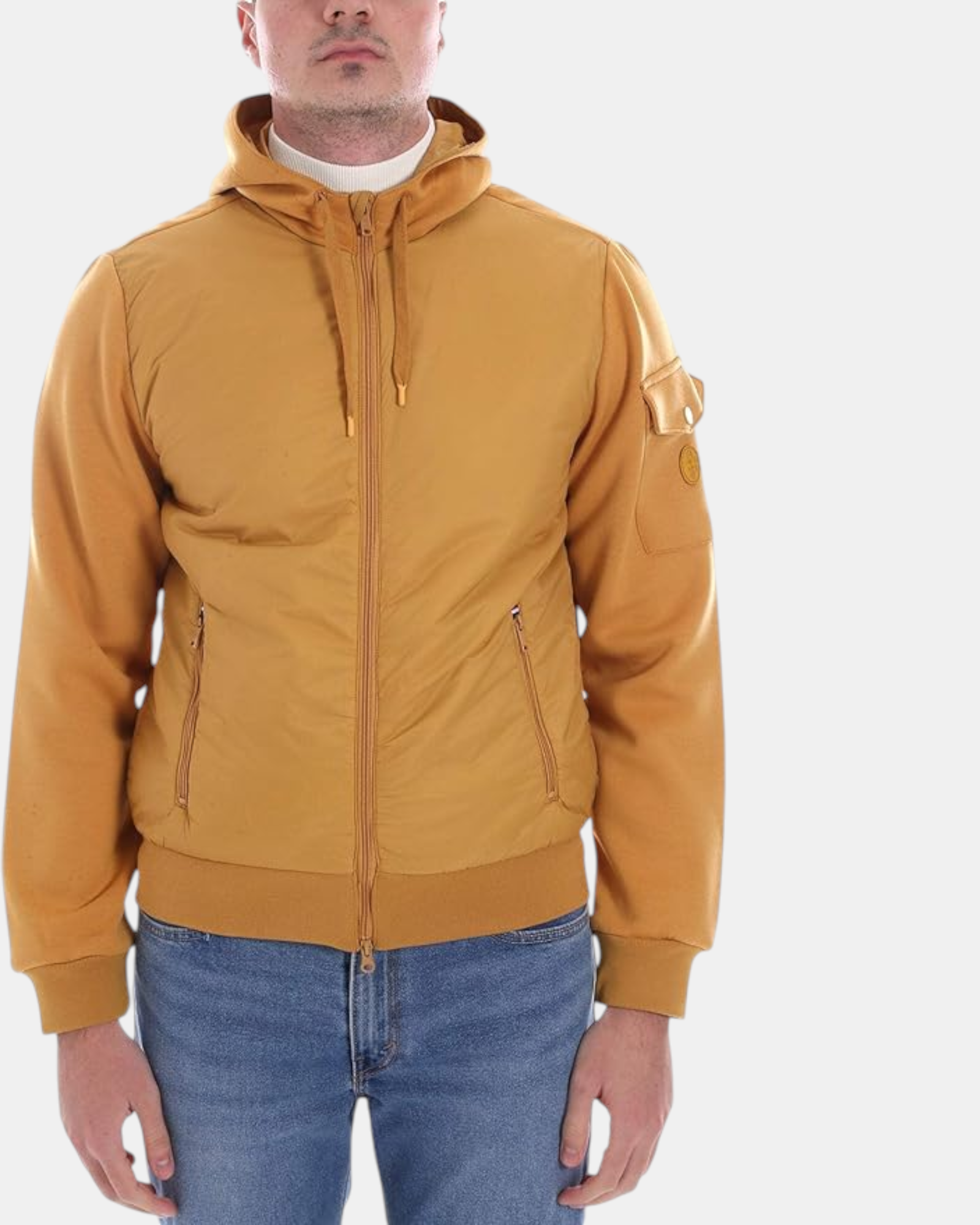 Conte of Florence Giallo – Giacca Ibrida con Cappuccio e Tasche Tecniche