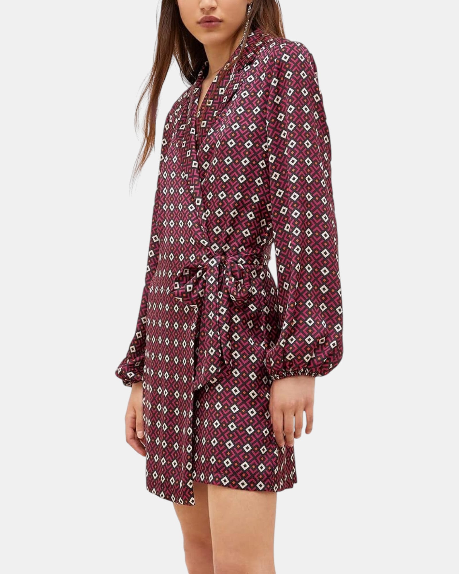 Liu Jo vestito donna in satin e chiffon art. WF2100 bordeaux