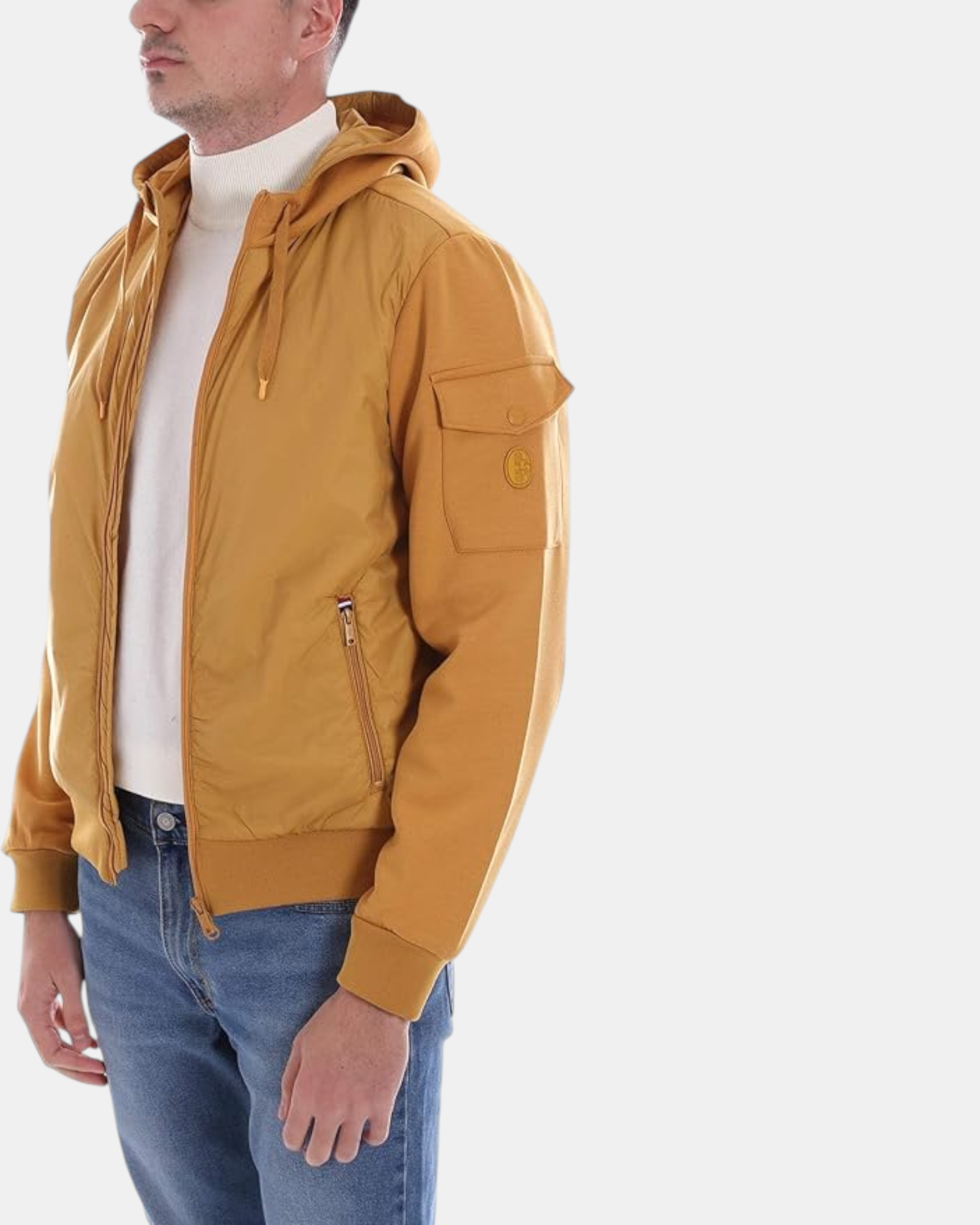 Conte of Florence Giallo – Giacca Ibrida con Cappuccio e Tasche Tecniche