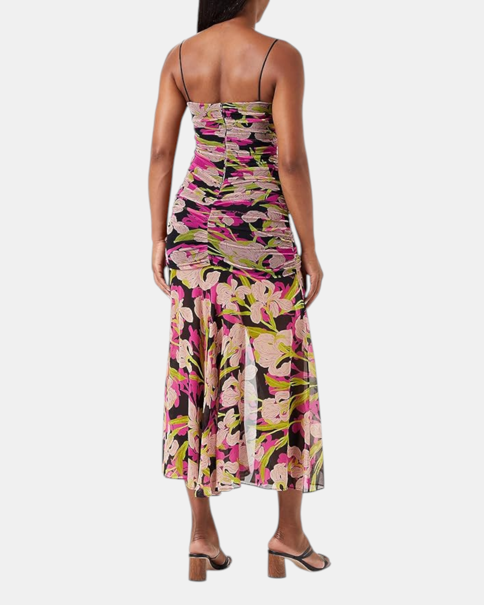 Pinko abito donna midi Donna art. abbronzato Floreale Nero Fucsia- Multi Beige elegante