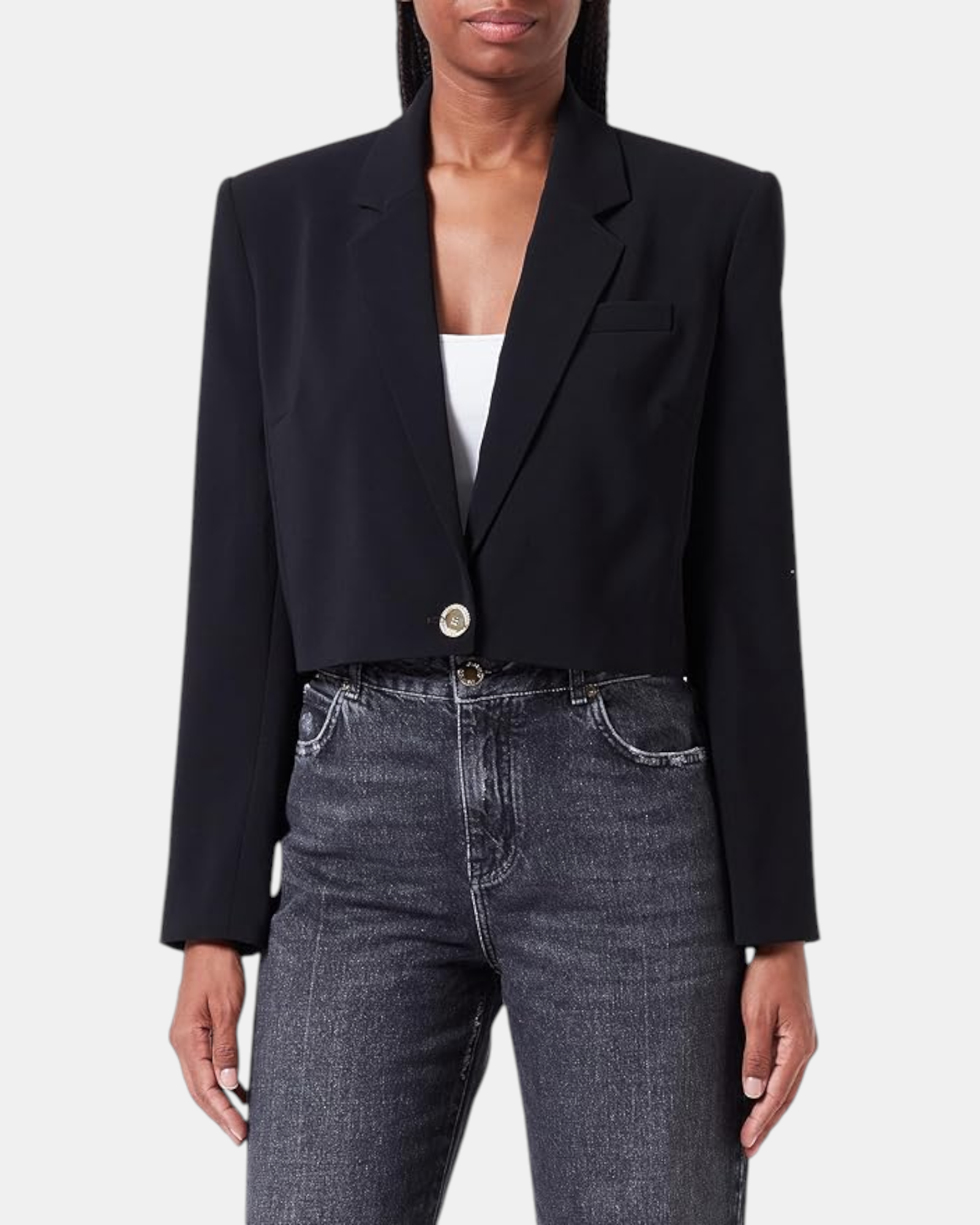 Pinko Giacca Donna Blazer art. Sincrotone Nera Spencer Crepe Stretch Made in Italy