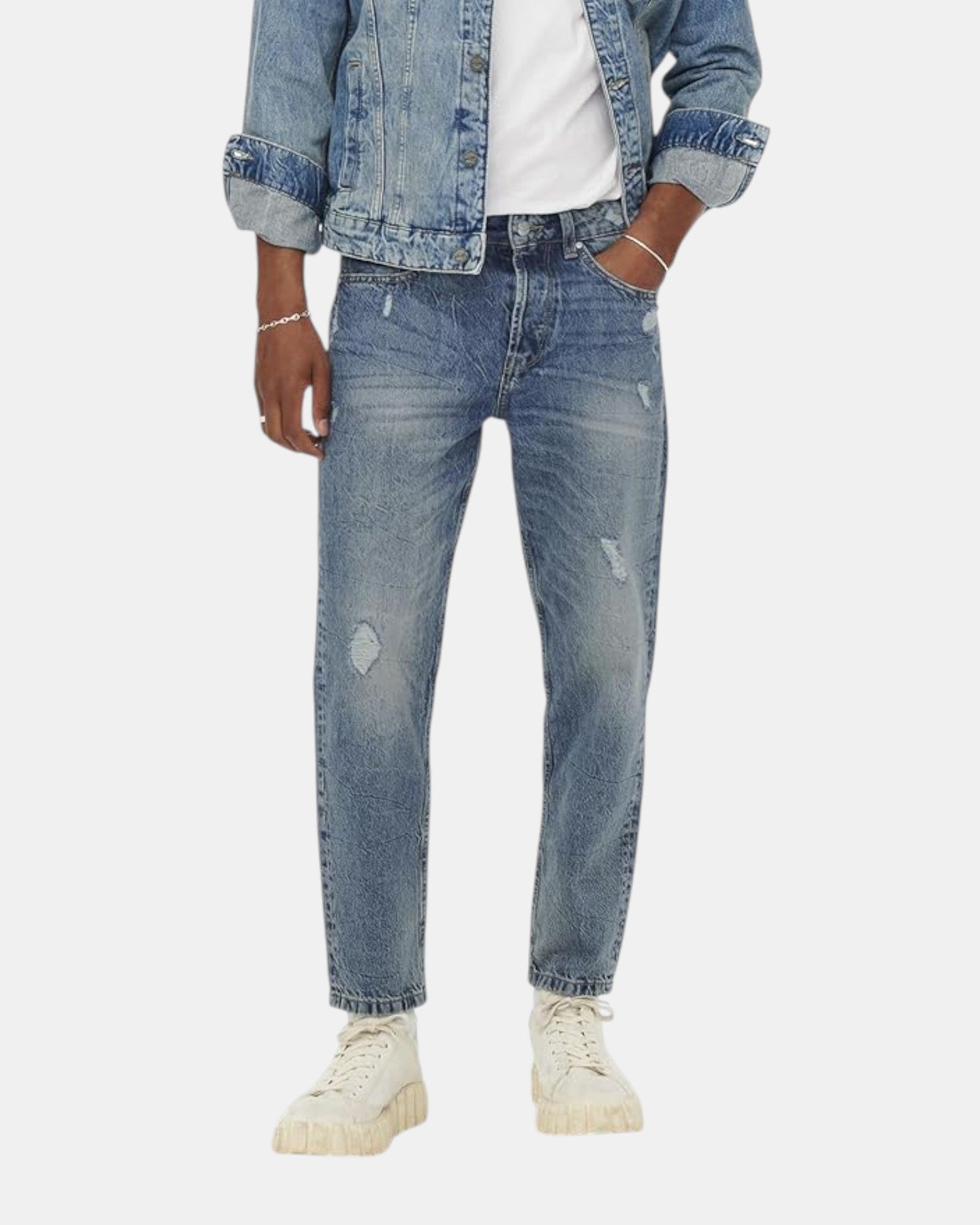 Only & Sons Jeans Uomo art. Onsavi Beam Tap Crop Blue PK 2839 Noos