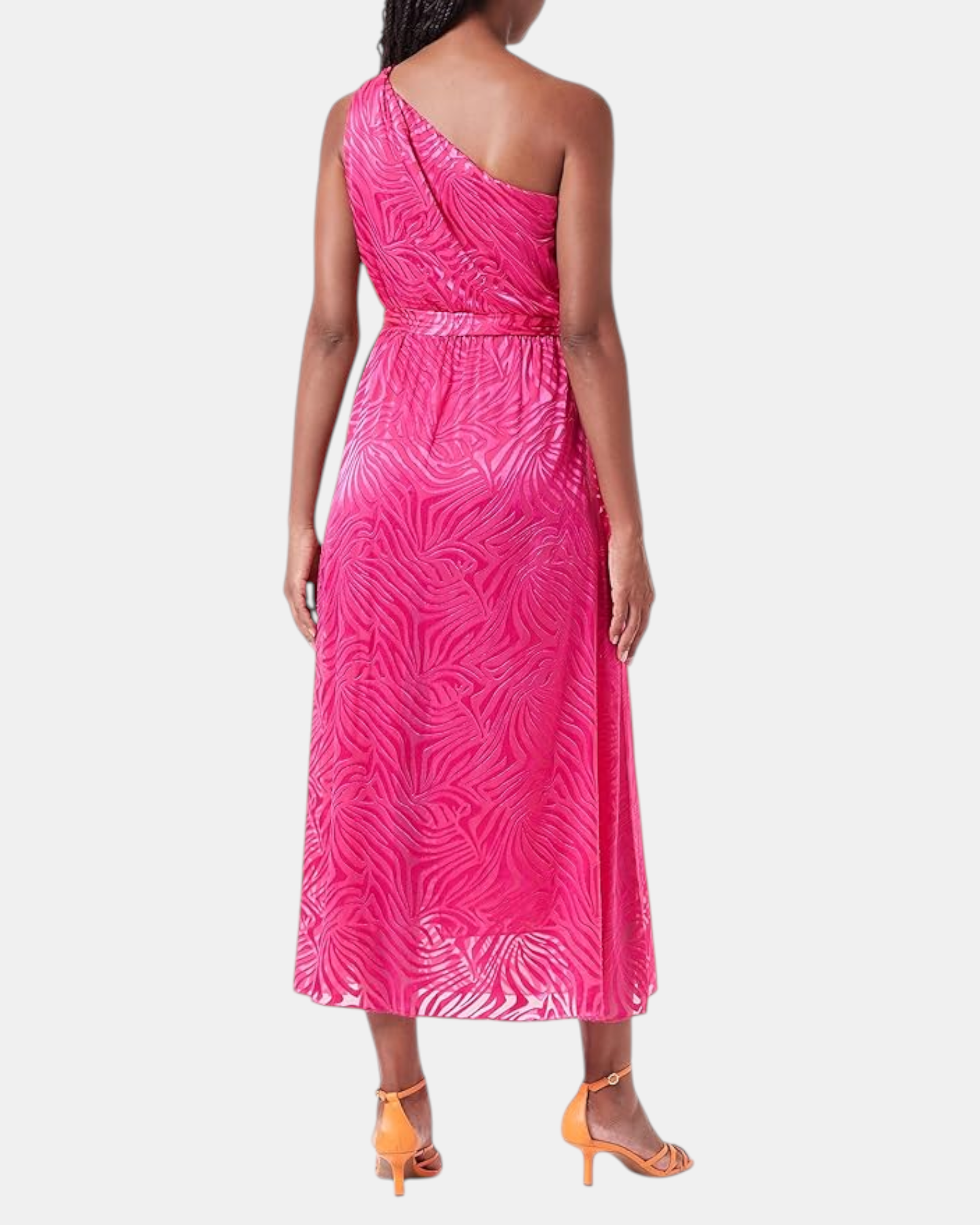 Pinko abito Donna modello Agave 1 Zebrato Monospalla Rosa Satin Devore Vestito Elegante