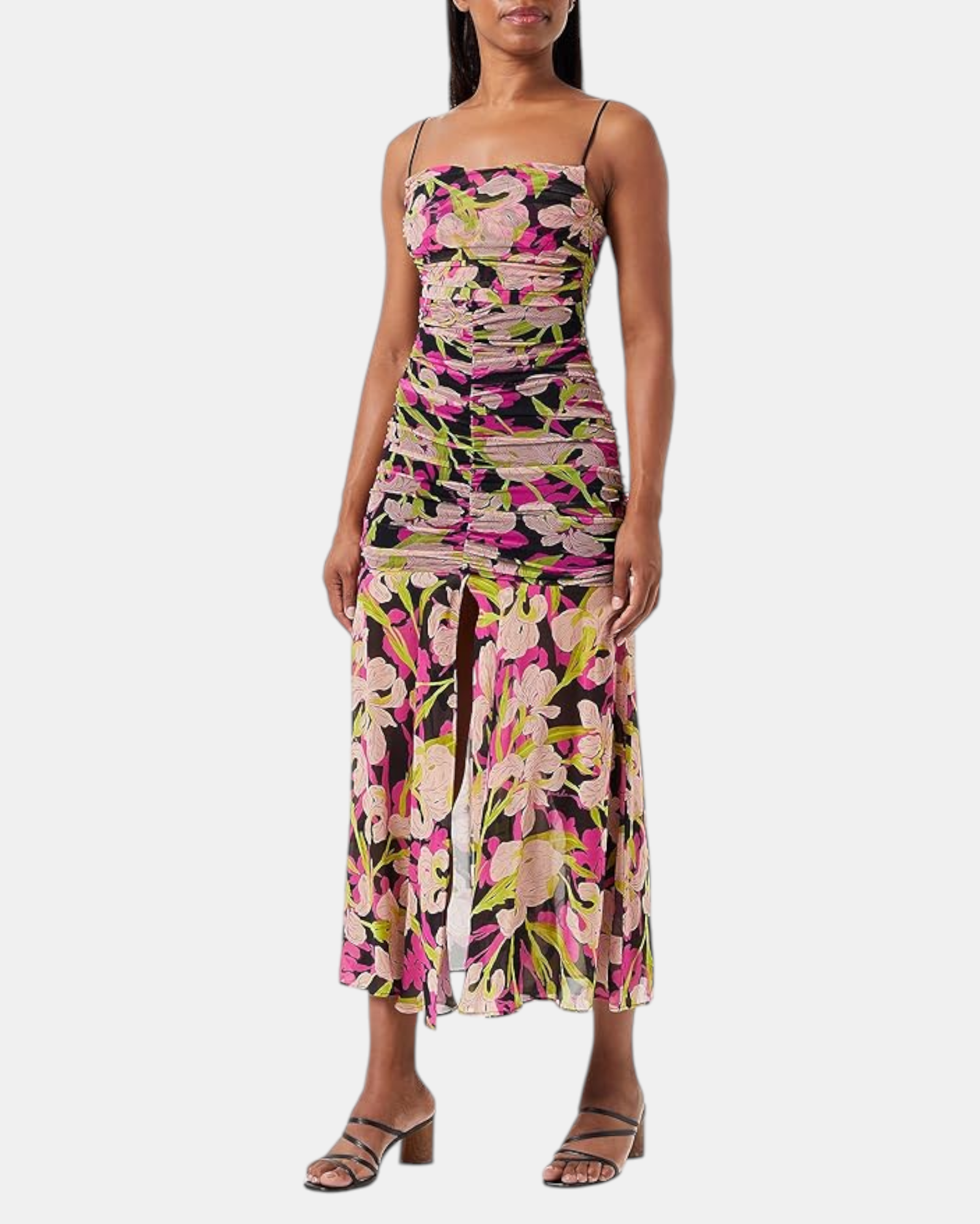 Pinko abito donna midi Donna art. abbronzato Floreale Nero Fucsia- Multi Beige elegante