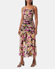 Pinko abito donna midi Donna art. abbronzato Floreale Nero Fucsia- Multi Beige elegante