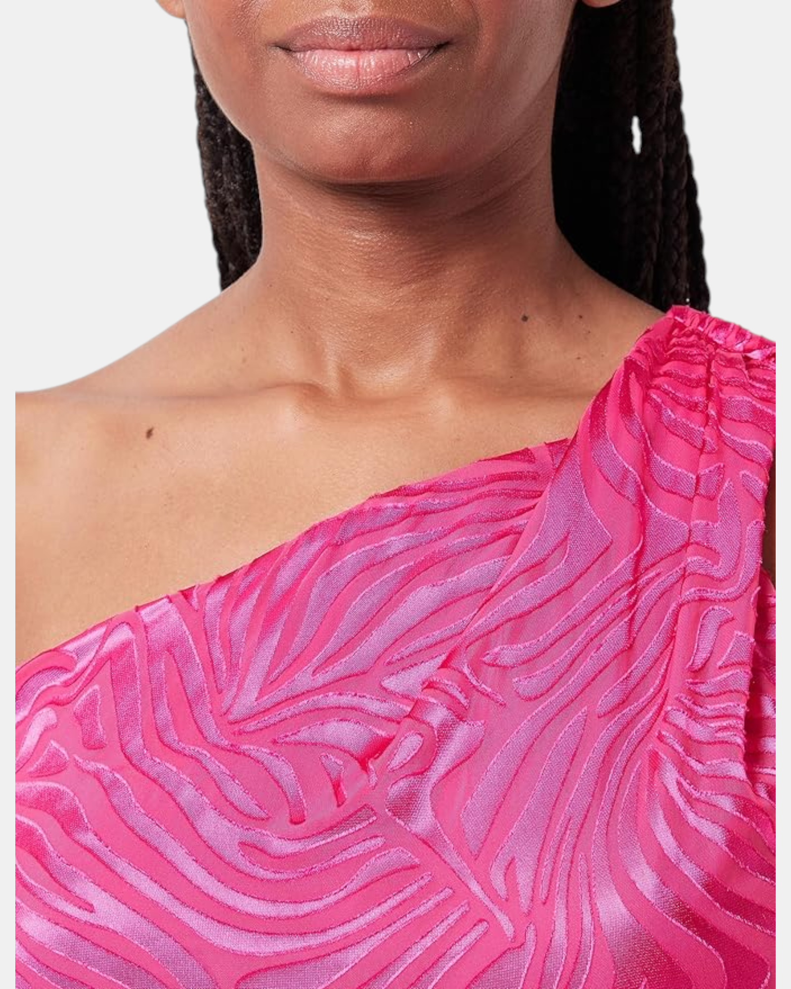 Pinko abito Donna modello Agave 1 Zebrato Monospalla Rosa Satin Devore Vestito Elegante