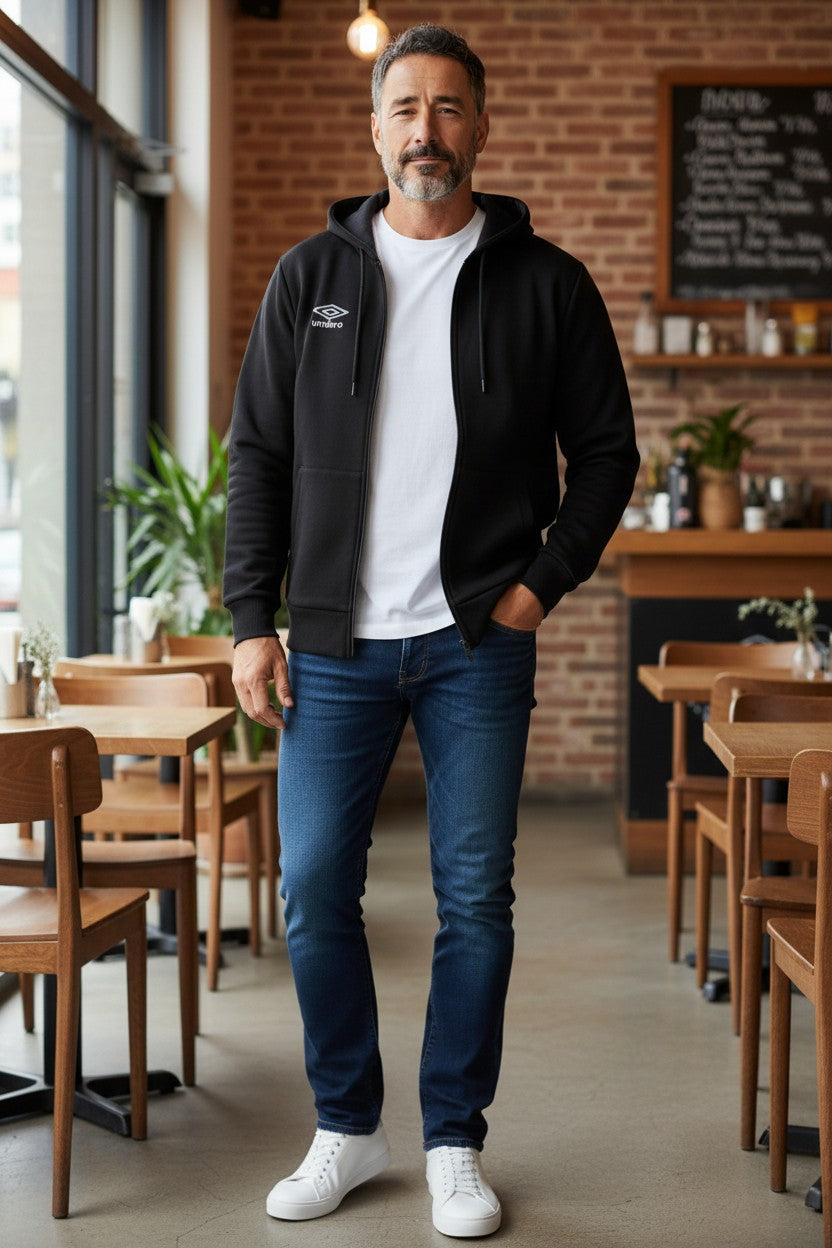 Umbro Felpa Uomo con Cappuccio Full Zip Modello Hoodie FZ Jacket
