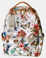 Gio & Co Milano Zaino da Donna con Fantasia Floreale e Dettagli Color Cuoio