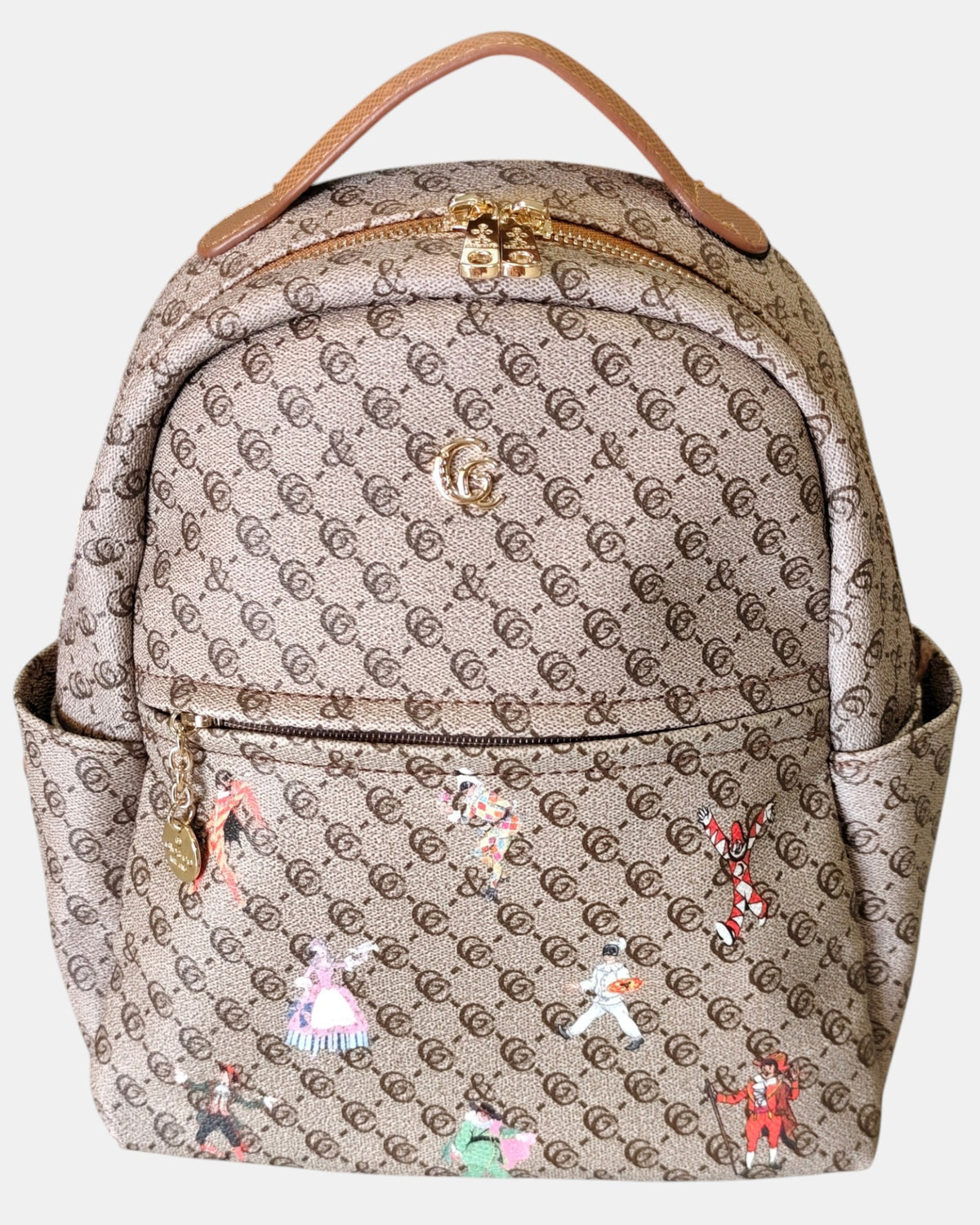 Giò & Co Milano Zainetto da Donna  GC-19 Ecopelle Fantasia Maschere di Carnevale- Sabbia