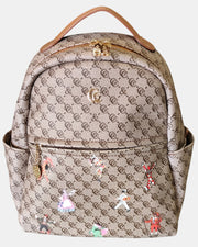 Giò & Co Milano Zainetto da Donna  GC-19 Ecopelle Fantasia Maschere di Carnevale- Sabbia