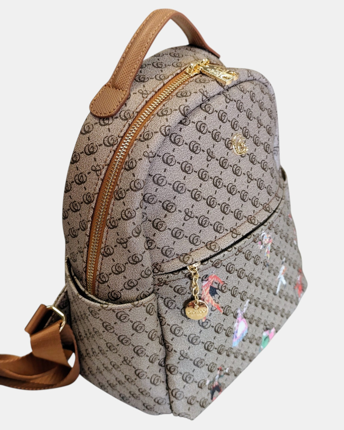 Giò & Co Milano Zainetto da Donna  GC-19 Ecopelle Fantasia Maschere di Carnevale- Sabbia