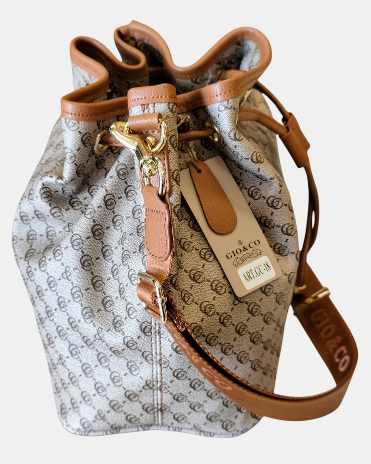 Giò & Co Milano Borsa Secchiello Donna GC-18 Sabbia Monogramma