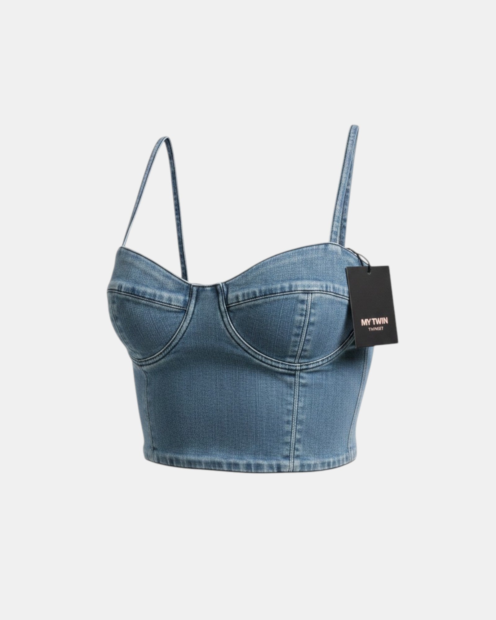 Twinset Top Cropped donna denim strech