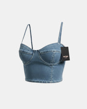 Twinset Top Cropped donna denim strech