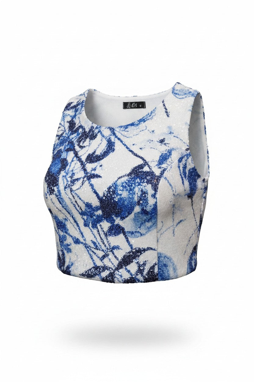 Eris top Crop donna full paillettes made in italy