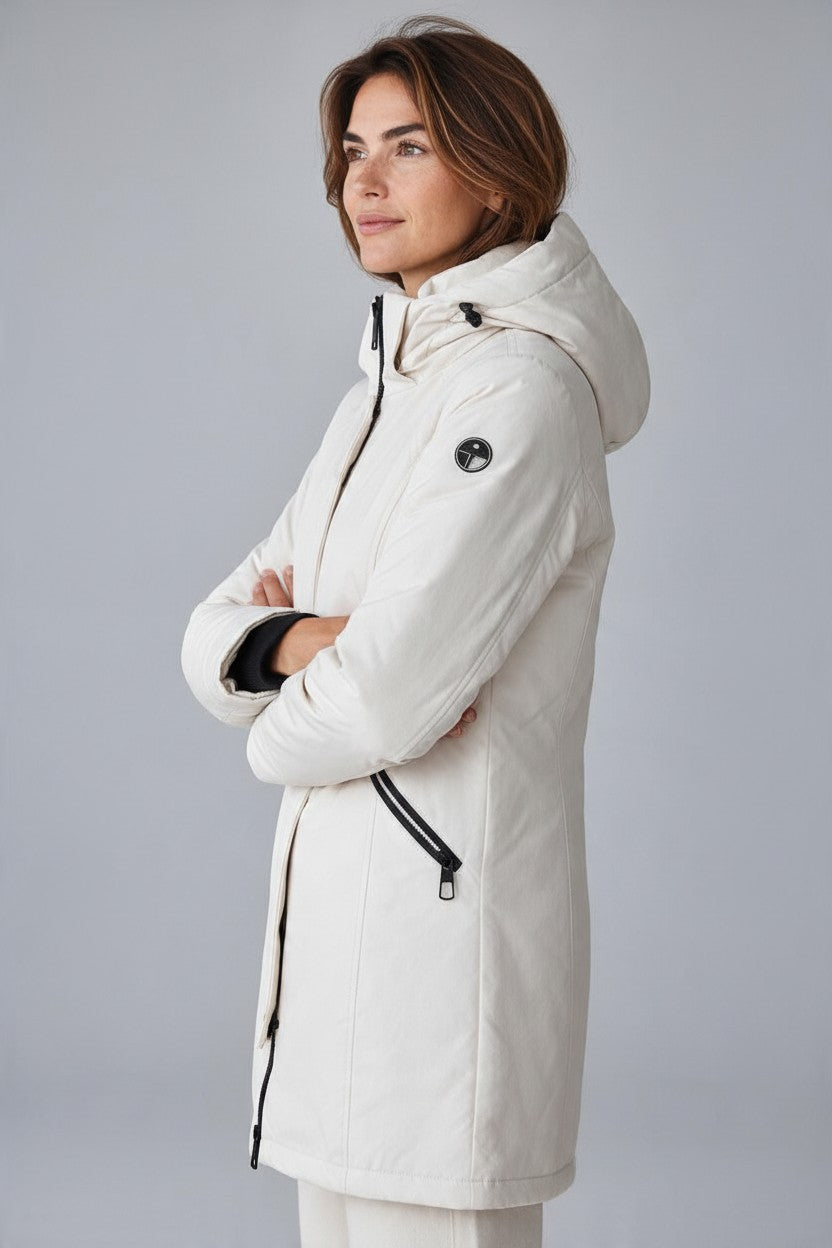 Il Granchio Parka Donna Imbottito con Cappuccio Bianco Idrorepellente
