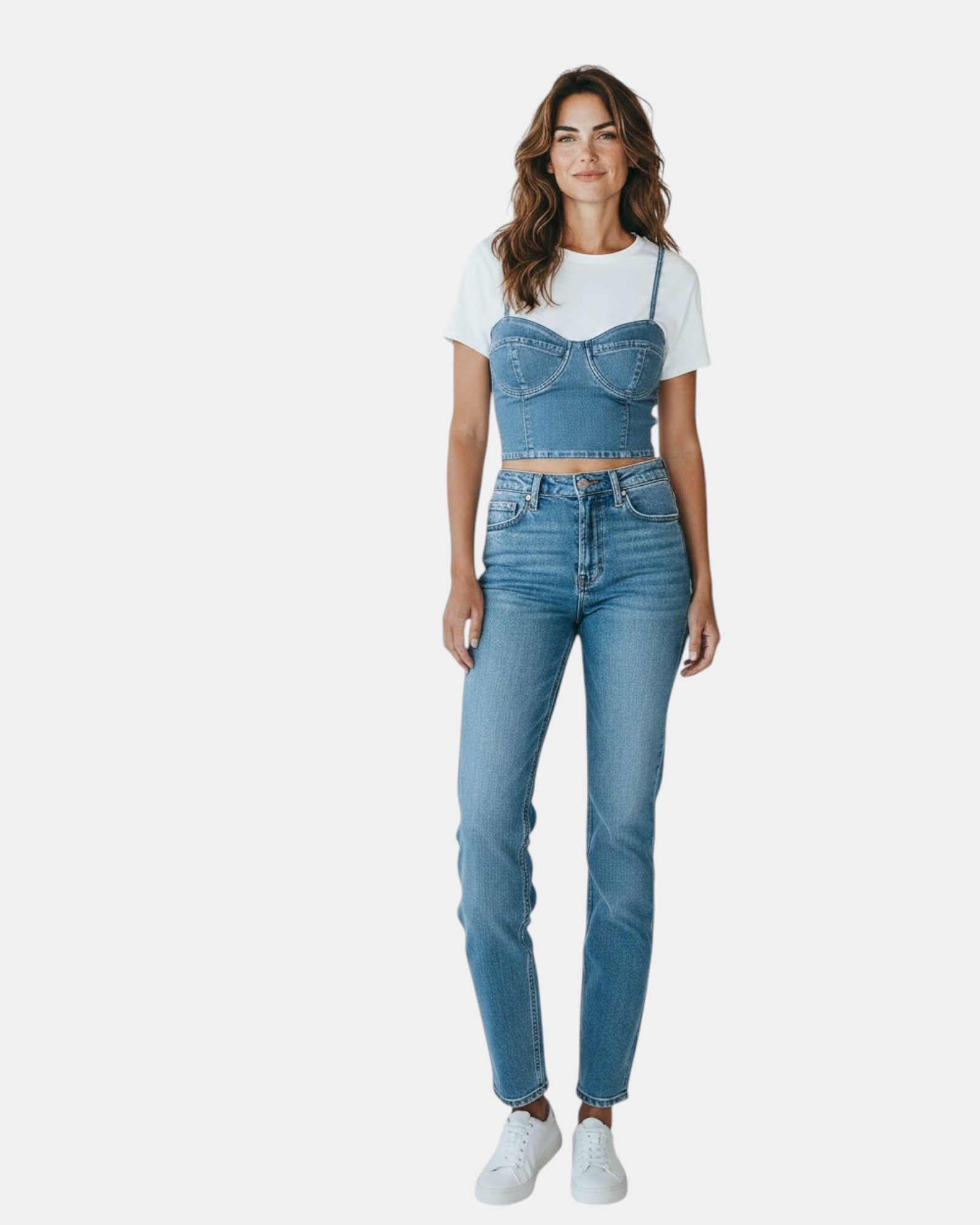 Twinset Top Cropped donna denim strech