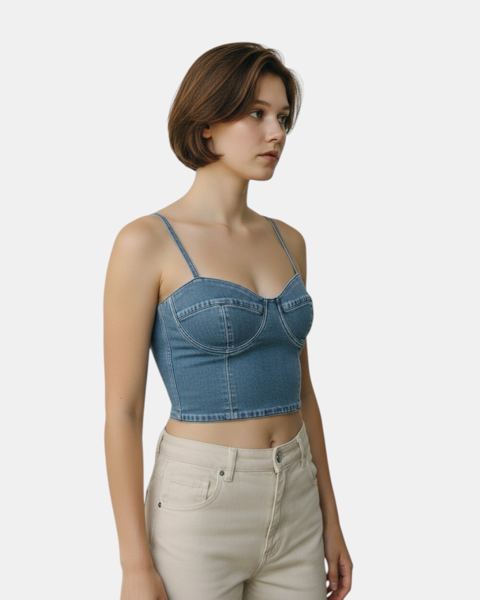 Twinset Top Cropped donna denim strech