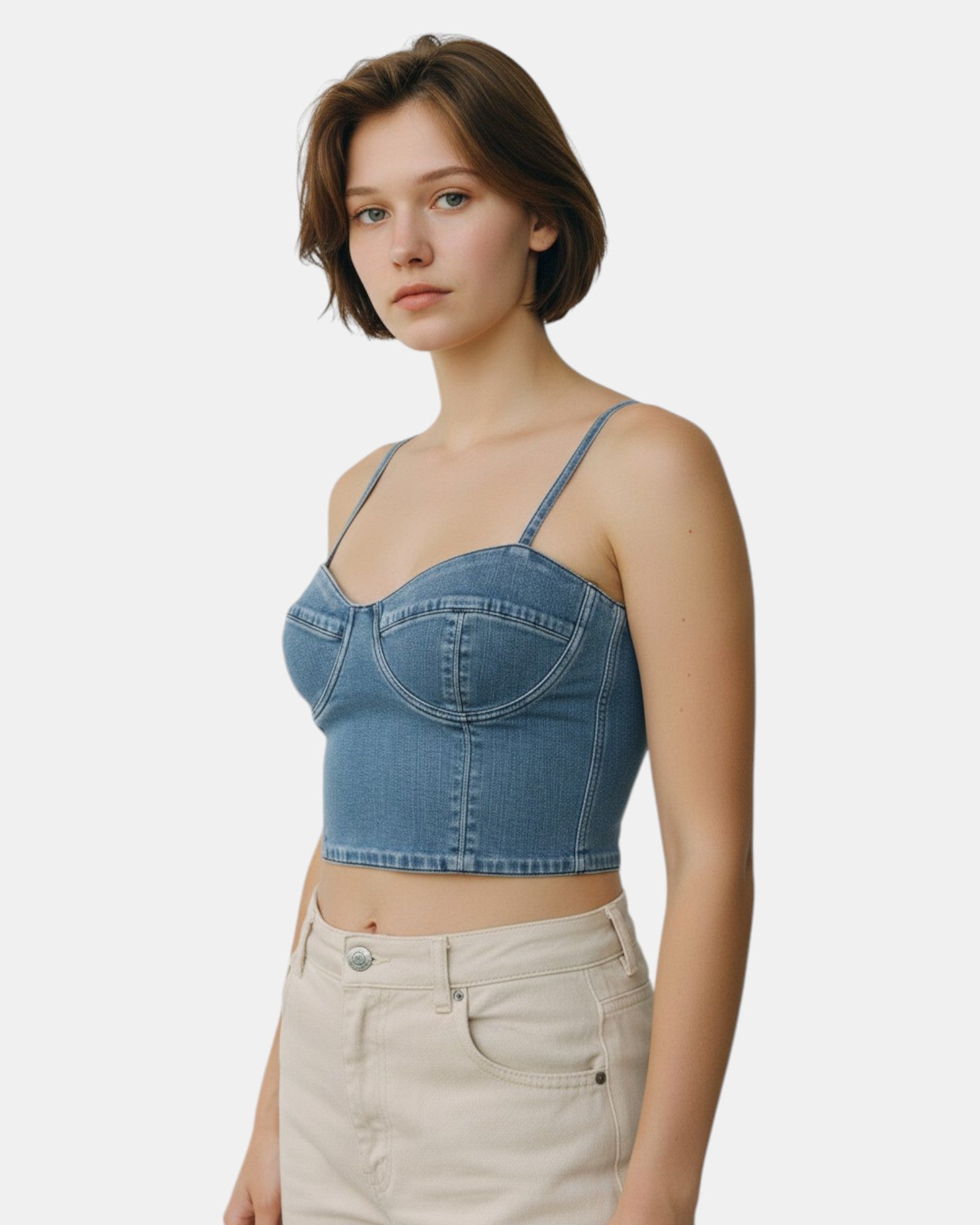 Twinset Top Cropped donna denim strech