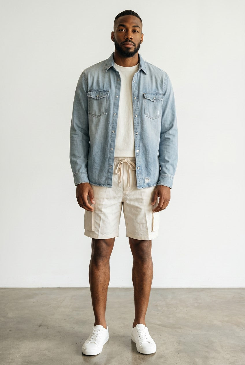 Damiano bermuda uomo cargo damascati 100% cotone
