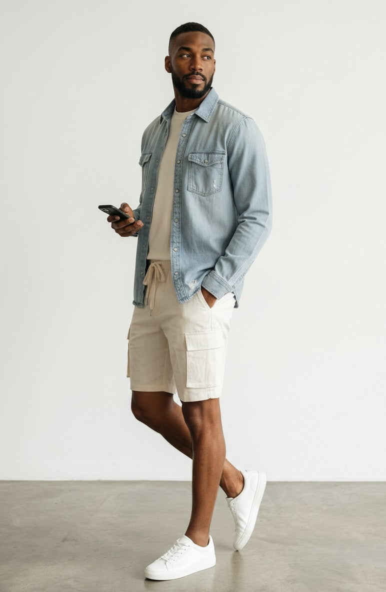 Damiano bermuda uomo cargo damascati 100% cotone