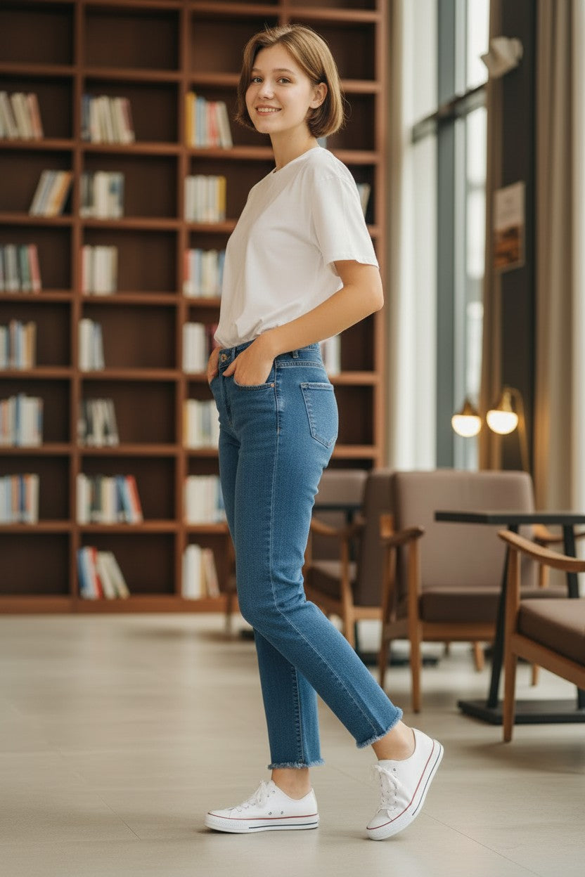 Seventwoseven jeans donna modello Kate straight Made in Italy