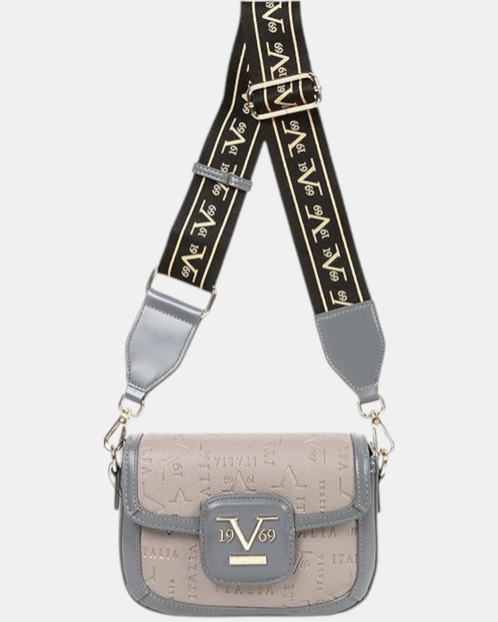 19V69 Italia by Versace Borsa a Tracolla Donna Modello Camilla Bicolore Grigio Taupe