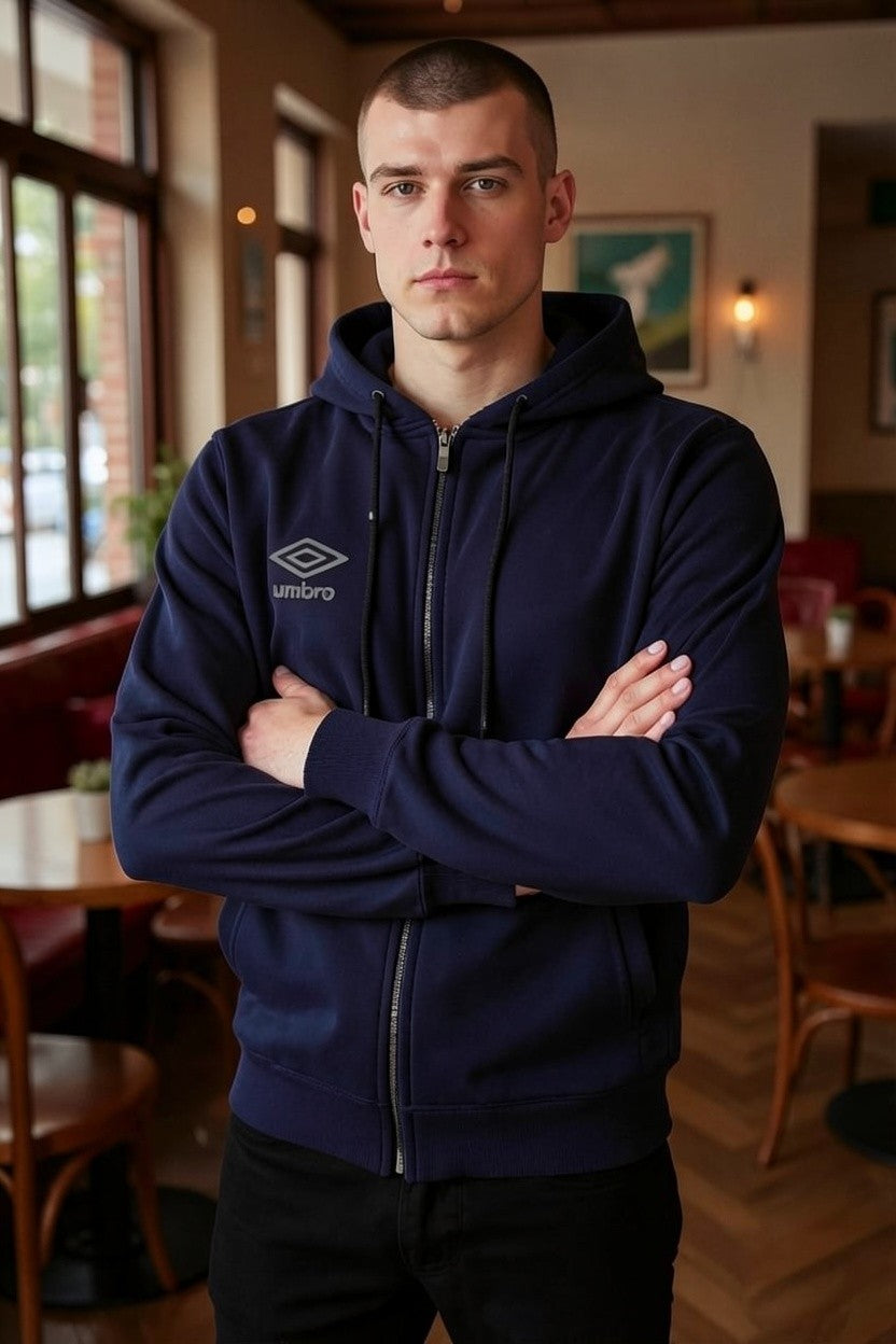 Umbro Felpa Uomo con Cappuccio Full Zip Modello Hoodie FZ Jacket