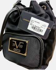 19V69 Italia by Versace Borsa Secchiello Donna Nera in Nylon Idrorepellente con Tracolla Removibile