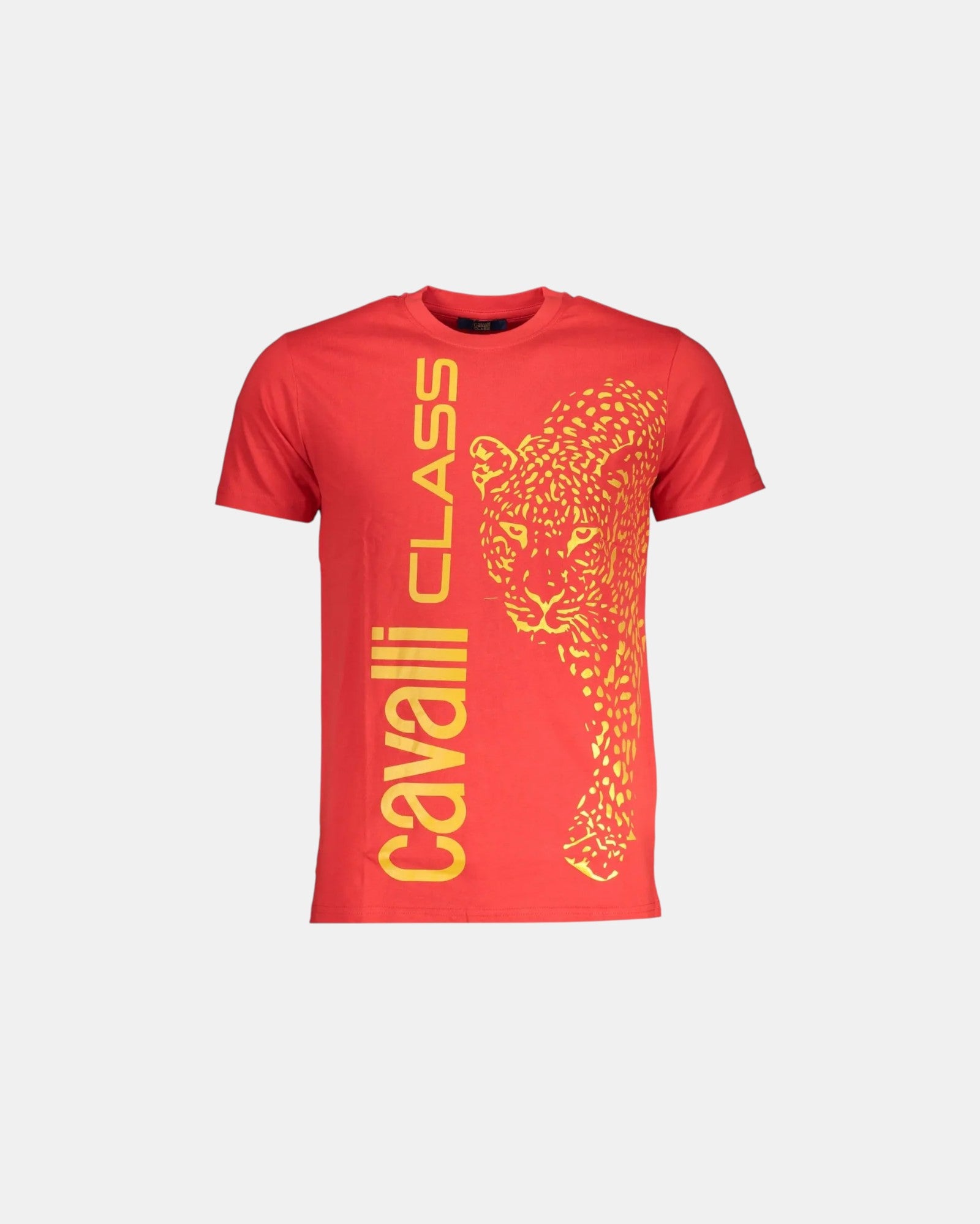 Cavalli Class T-Shirt Uomo stampa verticale Leopardo 100% cotone