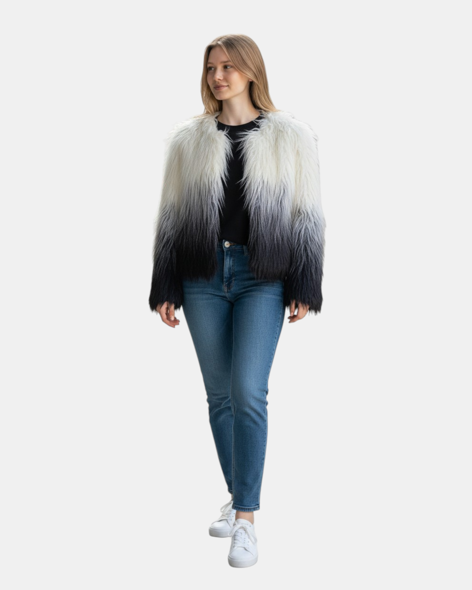 Oui Odile Pelliccia Ecologica Donna Degradé Multicolor Eco Elegante