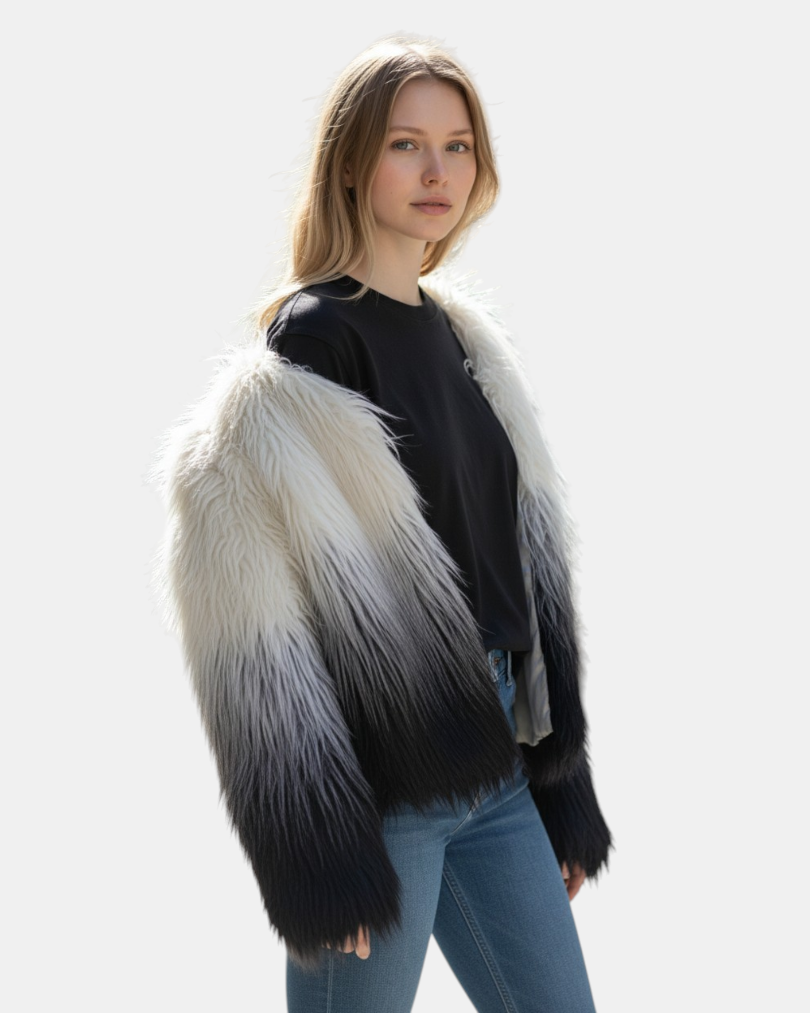 Oui Odile Pelliccia Ecologica Donna Degradé Multicolor Eco Elegante