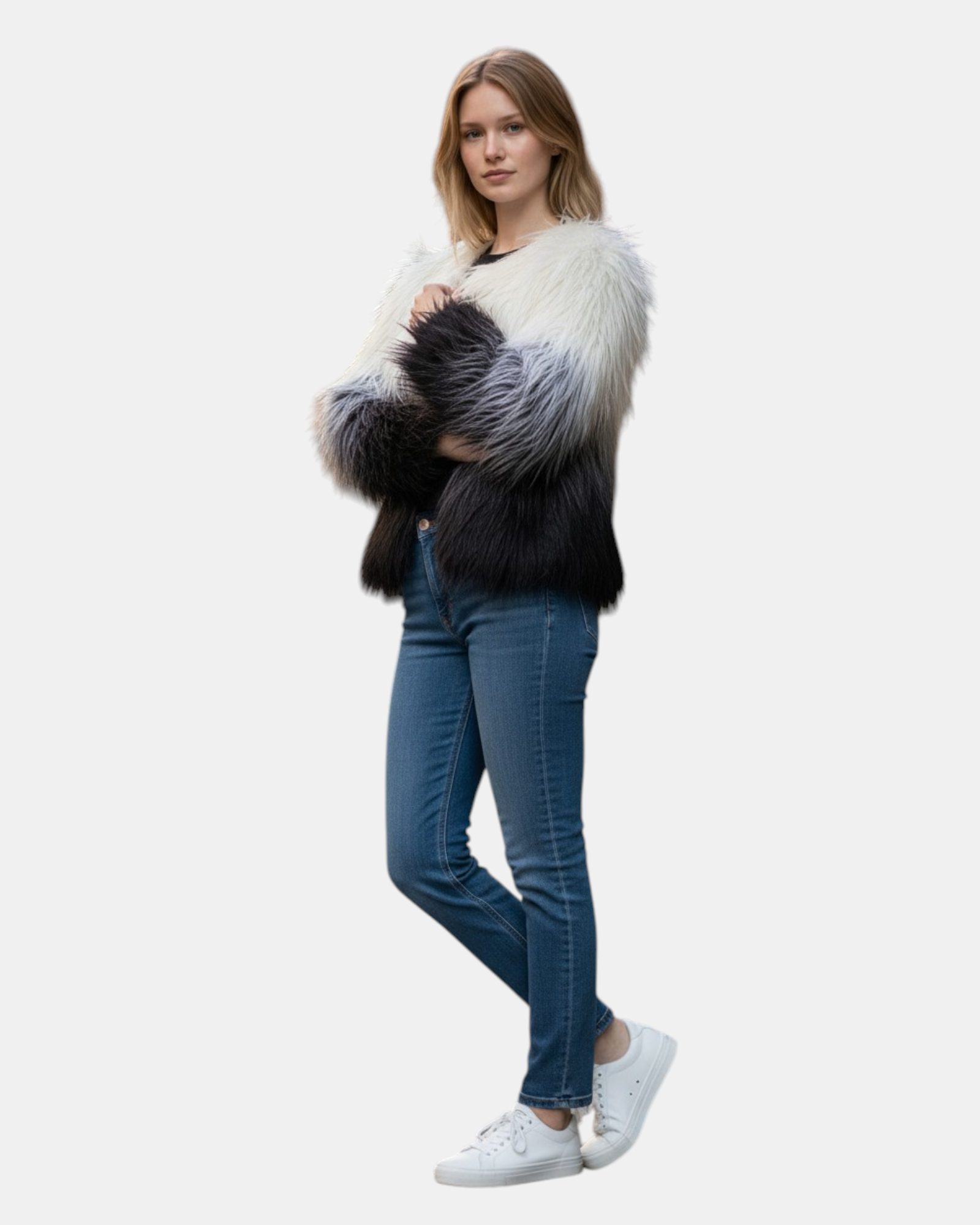 Oui Odile Pelliccia Ecologica Donna Degradé Multicolor Eco Elegante