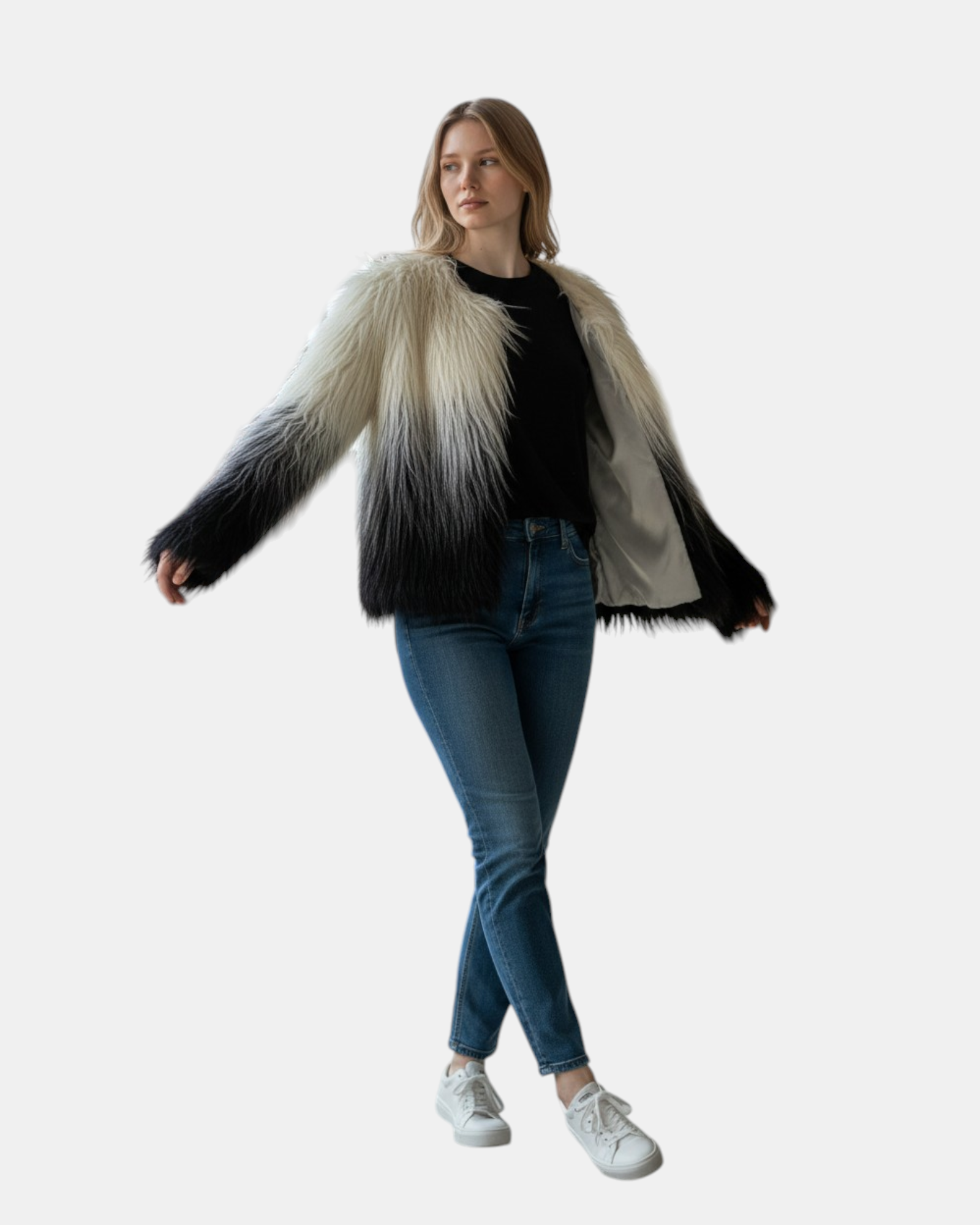 Oui Odile Pelliccia Ecologica Donna Degradé Multicolor Eco Elegante