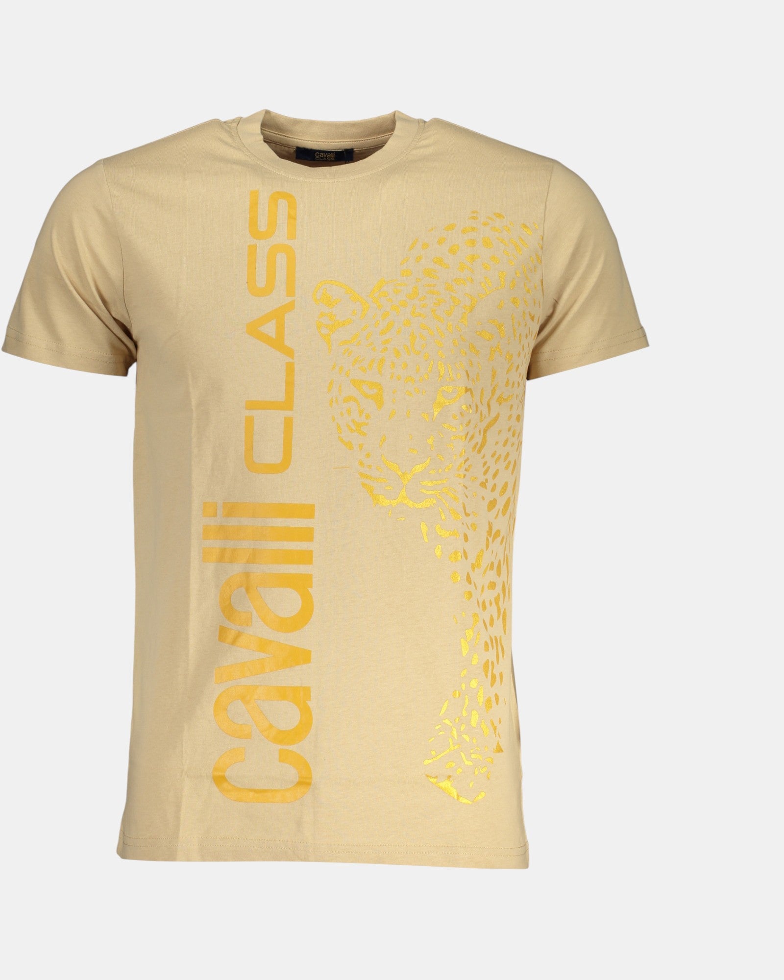 Cavalli Class T-Shirt Uomo stampa verticale Leopardo 100% cotone