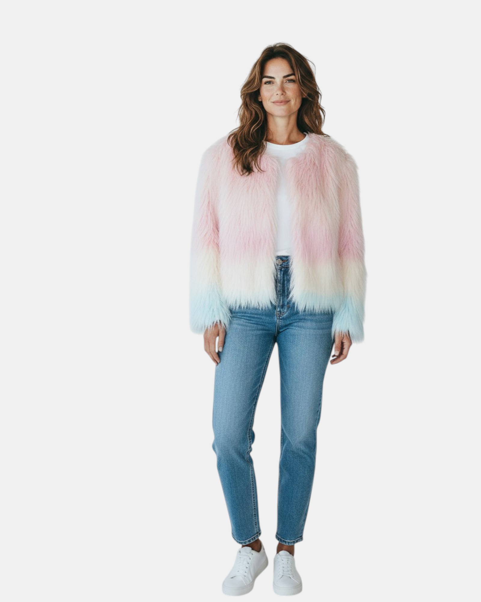 Oui Odile Pelliccia Ecologica Donna Degradé Multicolor Eco Elegante