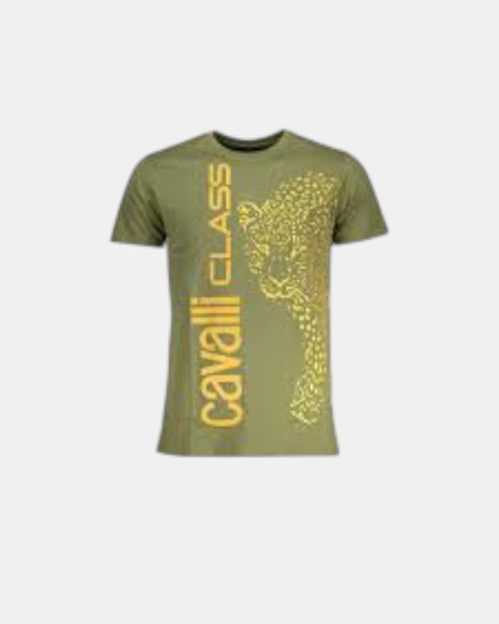 Cavalli Class T-Shirt Uomo stampa verticale Leopardo 100% cotone