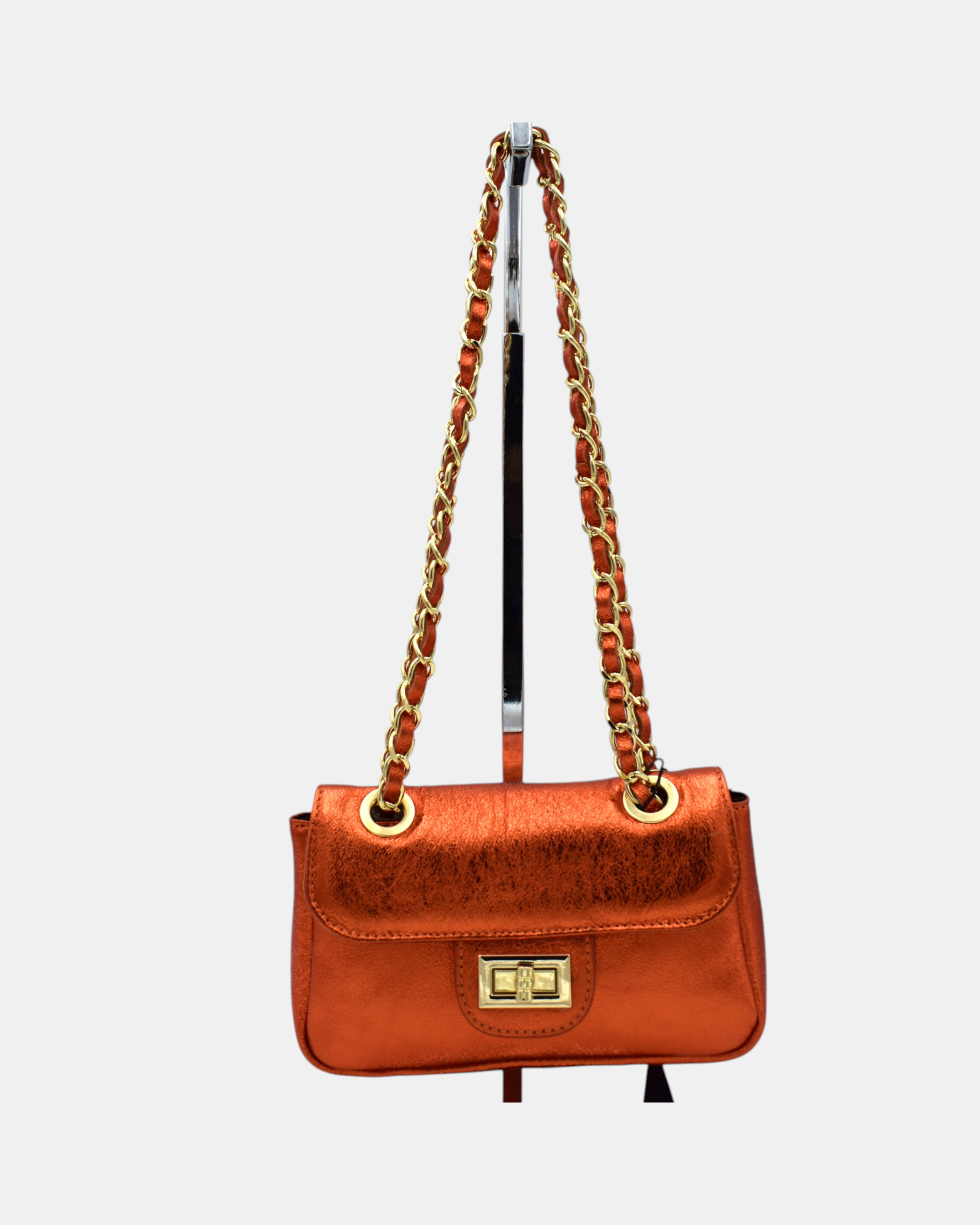 Pierre Cardin tracollina in Vera Pelle laminata arancio mod. 4513